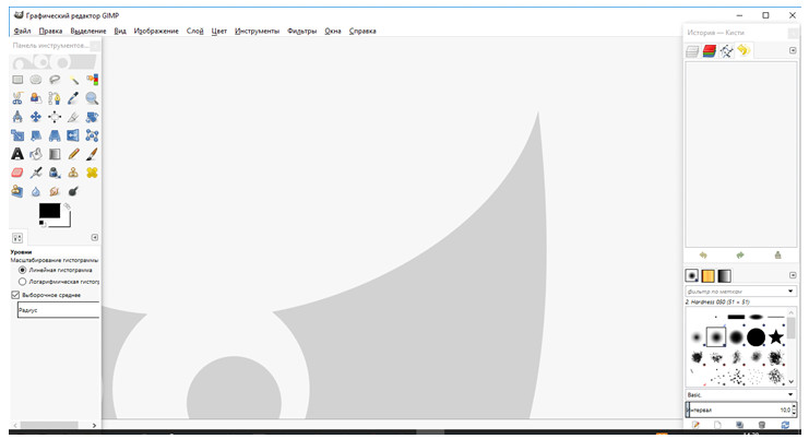 рабочее окно программы GIMP